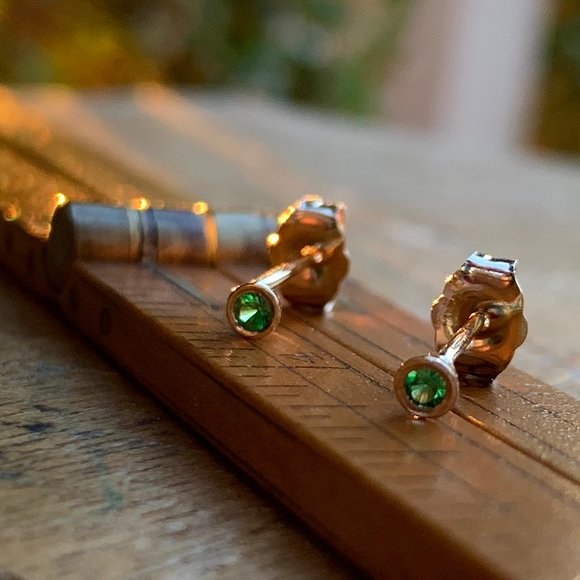 Gabriela Artigas Emerald 14k gold Baby Bezel Earrings